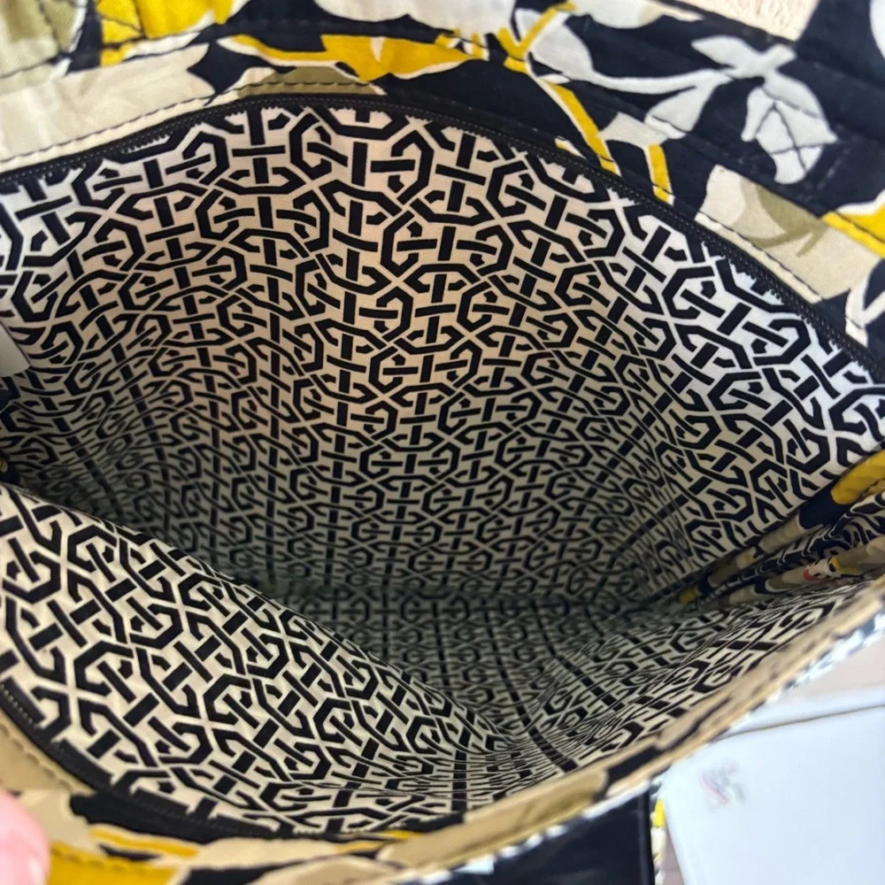 Vera Bradley Yellow and Black Floral Tote Bag Laptop Checkpoint Friendly Travel